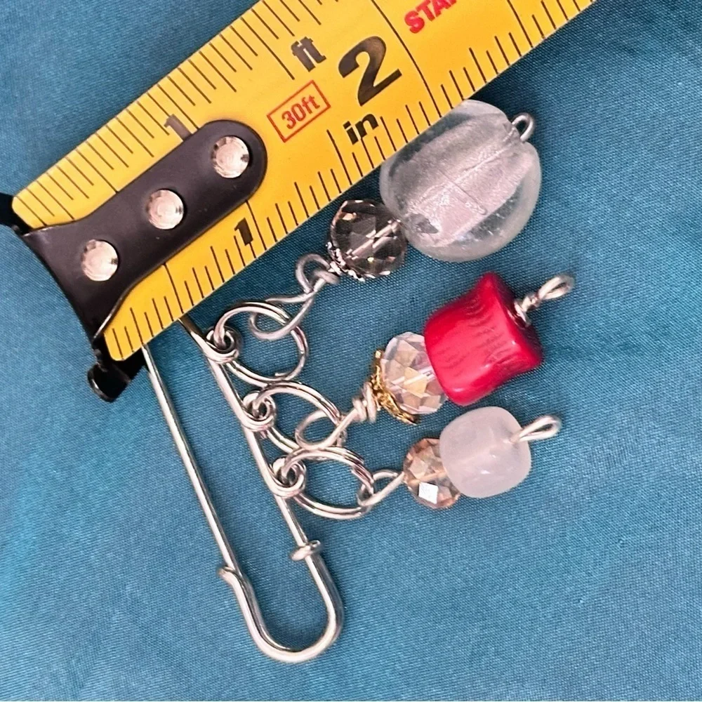Artisan Glass Bead Brooch | Hand Crafted Pin Multicolor Wire-Wrapped OOAK 4370
